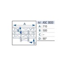ASC3033-Angle droit 3 départs 2D à plat structure SC300 ASD, couleur ALU