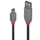 CA-USB2-AMB-1-Cordon USB 2.0 A/Mini-B LINDY - Longueur : 1m - Noir