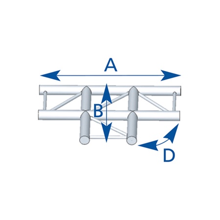 Angle 3 départs à plat, 2D, horizontal, pour série EX290, couleur ALU
