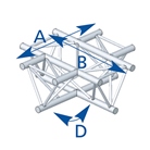 Angle 4 départs, 2D, horizontal, pour série SX390 - alu ASD