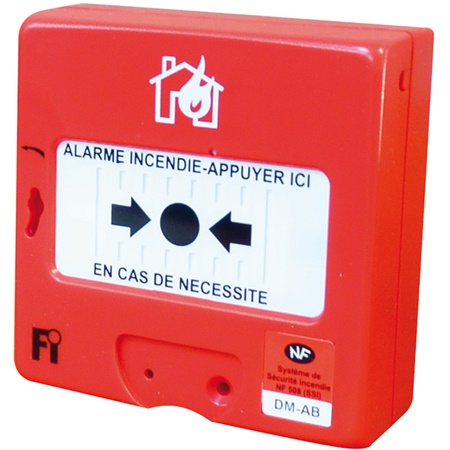 Déclencheur manuel d'alarme incendie ROUGE - Faible saillie - IP44