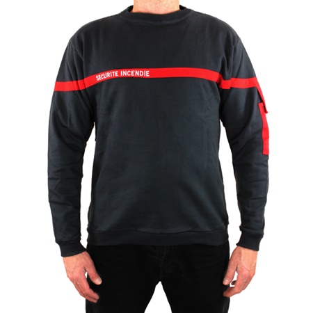 Sweat anthracite bande rouge SECURITE INCENDIE - Taille XXL
