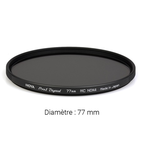 Filtre gris neutre HOYA Neutral Density Pro ND4 - Diamètre : 77mm