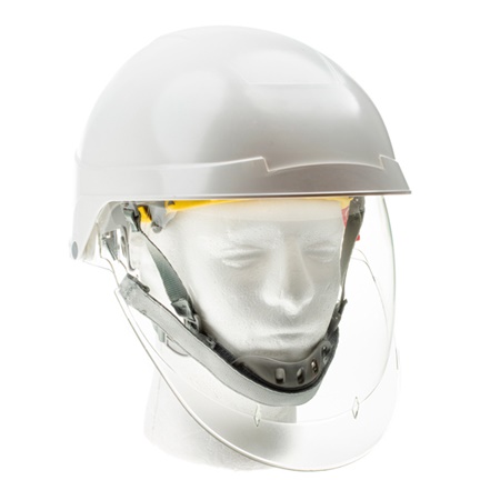 Casque de protection PLB avec écran facial rétractable intégré - blanc