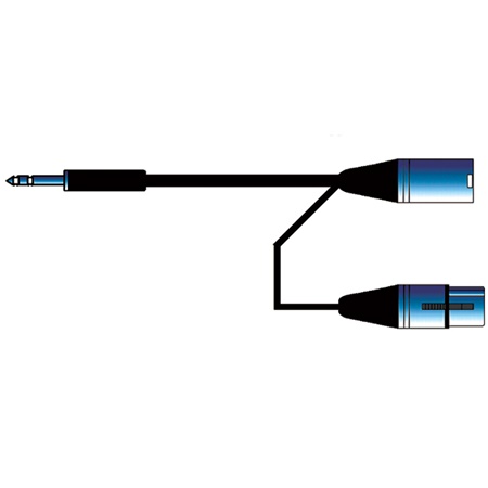 Cordon JACK Stéréo mâle / XLR 3 mâle - XLR 3 femelle - VERSION A