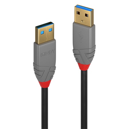 Cordon USB 3.2 Gen 1 A/A LINDY - Longueur : 3m - Noir