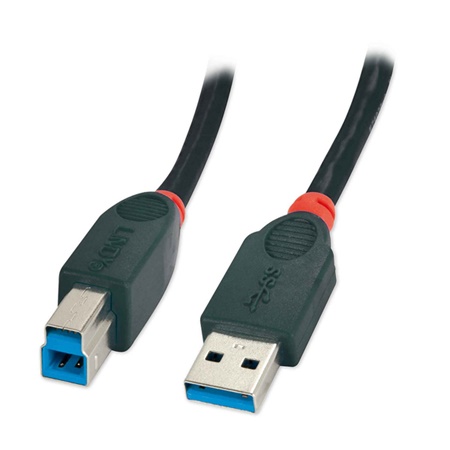 Cordon USB 3.0 A/B LINDY - Longueur : 5m - Noir