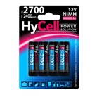 Lot de 4 piles rechargeables LR06 AA 2400mAh Hycell