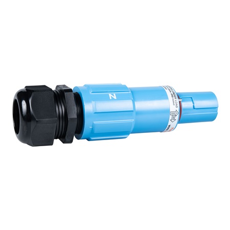 Fiche PowerLock® drain mâle 750A bleue