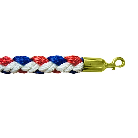 Corde de guidage tressée pour poteau à corde Long: 2m Bleu/Blanc/Rouge