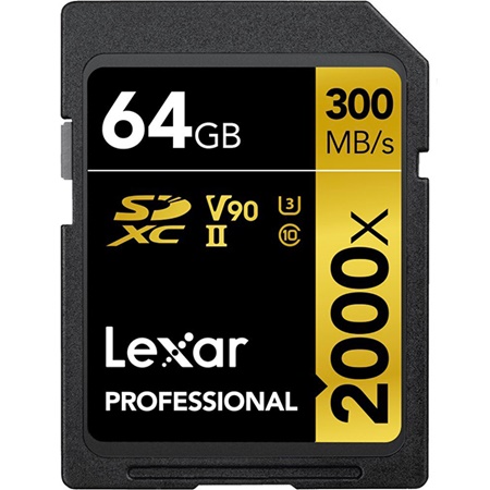 Carte mémoire LEXAR Pro SD XC 2000x 64Go - 300Mo/s