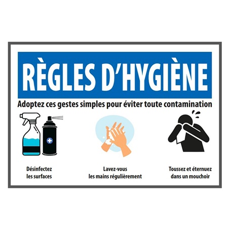 Affiche en carton A4 Règles d'hygiène