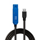 Cordon/Rallonge USB 3.0 active A/A LINDY - Longueur : 8m - Noir