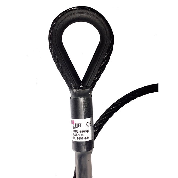 Elingue câble acier noir 4mm teinté dans la masse - 180kg - 1 m. MUVUS - LA  BS