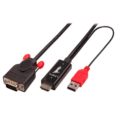 Cordon LINDY HDMI + USB vers VGA - Longueur 1m
