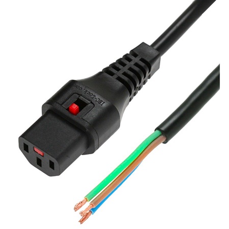 Cordon IEC LOCK C13 vers câble dénudé noir - longueur 4m