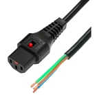 Cordon IEC LOCK C13 vers câble dénudé noir - longueur 5m