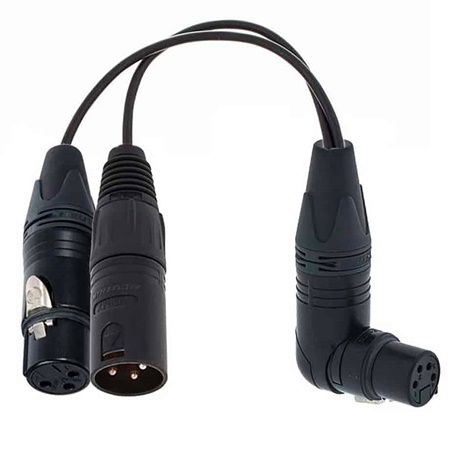 Adaptateur XLR4 pts IP65 vers DMX in/out 5 pts projecteur ROXX FLEX