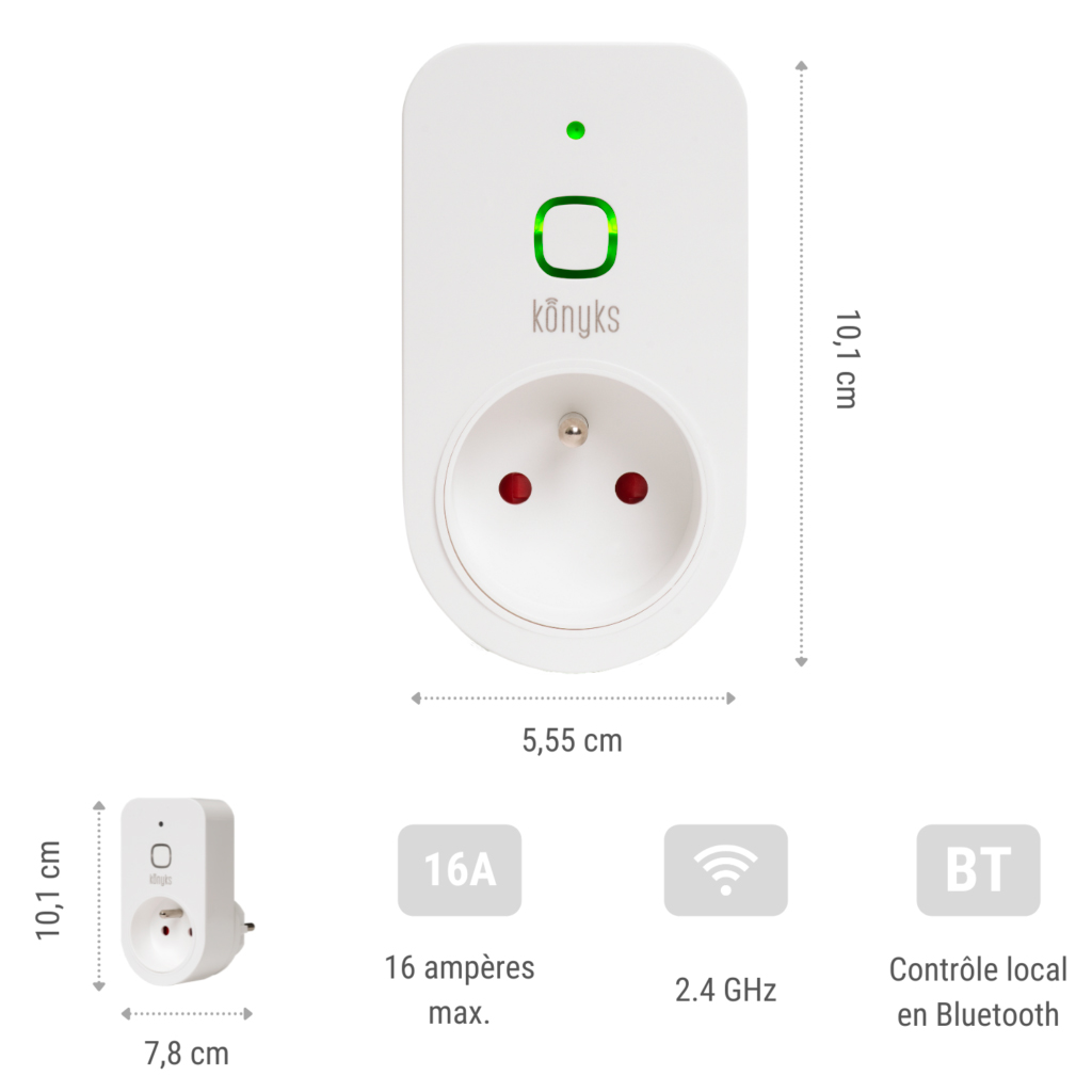 Prise murale gigogne 16A connectée avec compteur de consommation