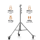 Pied ciné acier chromé GODOX Heavy Duty Steel Roller Stand SA5045