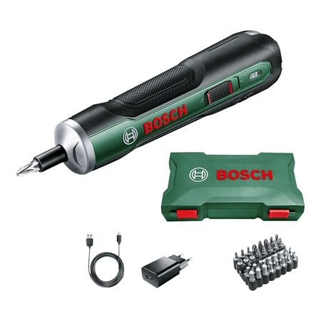 Visseuse à main Bosch sans fil PushDrive 3,6V + coffret 32 embouts