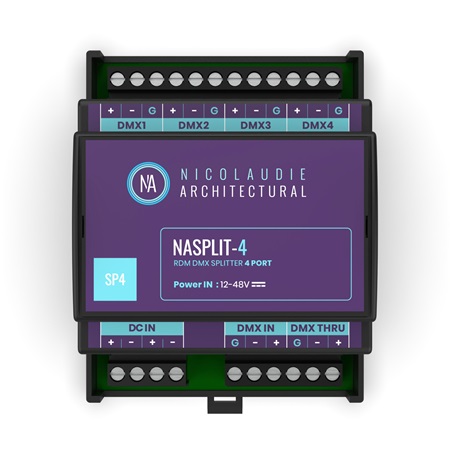 Nicolaudie NASPLIT-4 : Splitter DMX / RDM 1 IN 4 OUT sur rail DIN