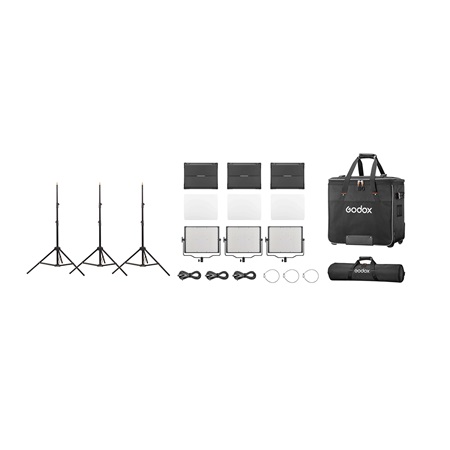 Kit de 3 panneaux Led Daylight 5600K GODOX P120D K2