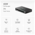 Switch de bureau 8 ports Gigabit avec 7 ports PoE+ MERCURYS MS108GP