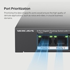 Switch de bureau 8 ports Gigabit avec 7 ports PoE+ MERCURYS MS108GP