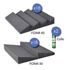 Studio foam kit36 - pack de 36 mousses acoustiques + colles