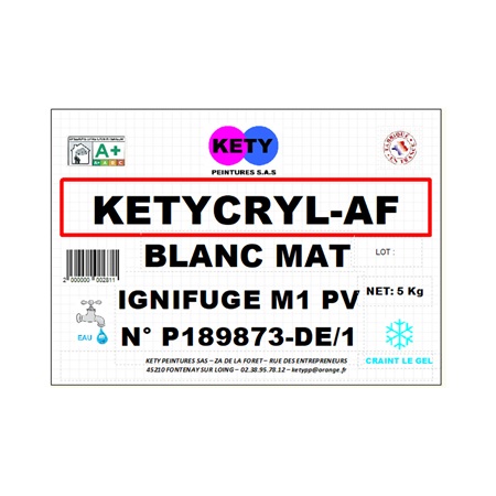 Peinture KETY Ketycryl AF ignifugeante M1 Blanc mat - 5Kg 